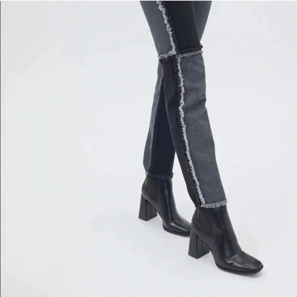 The Ragged Priest Black Denim Raw Hem Straight Leg Jeans Size 26 - Picture 5 of 13